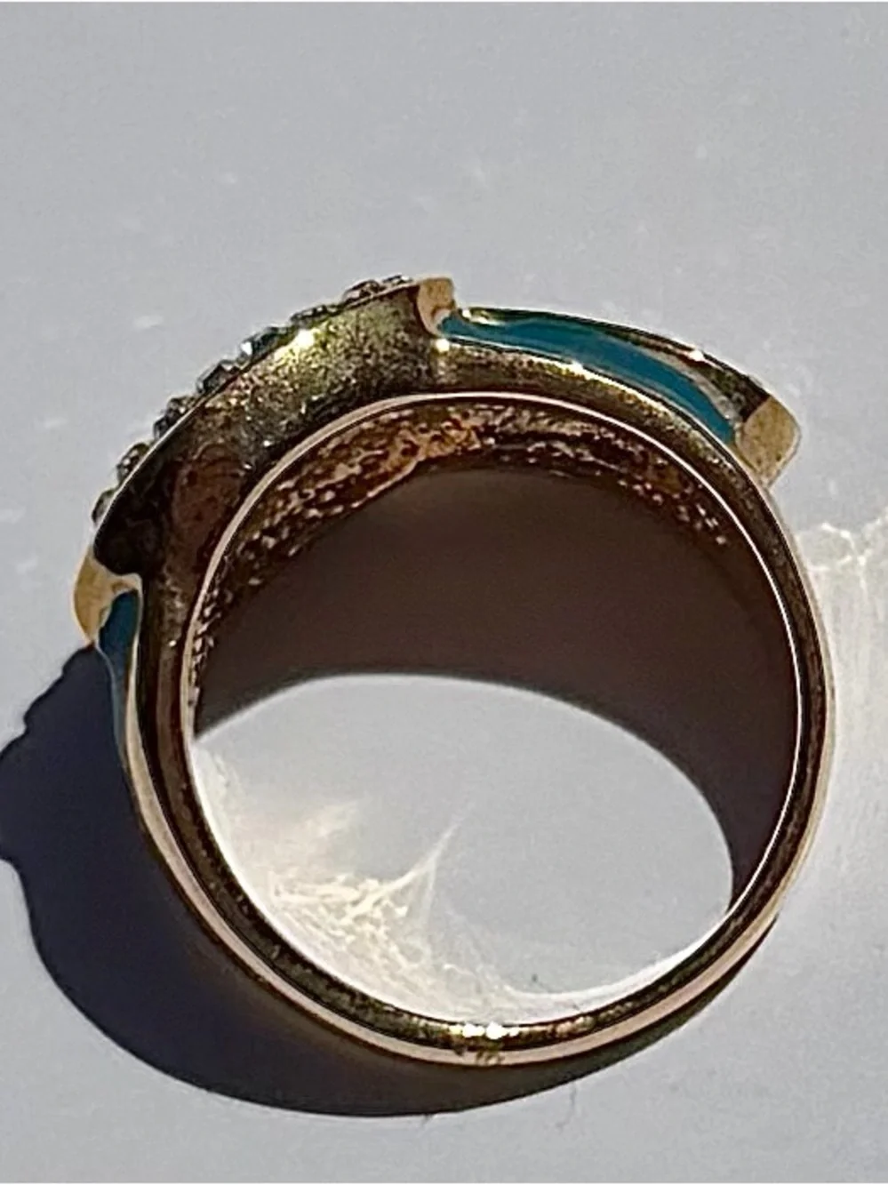 Crystal Flower Statement Ring in Turquoise and Gold Tone - Picture 5 of 6